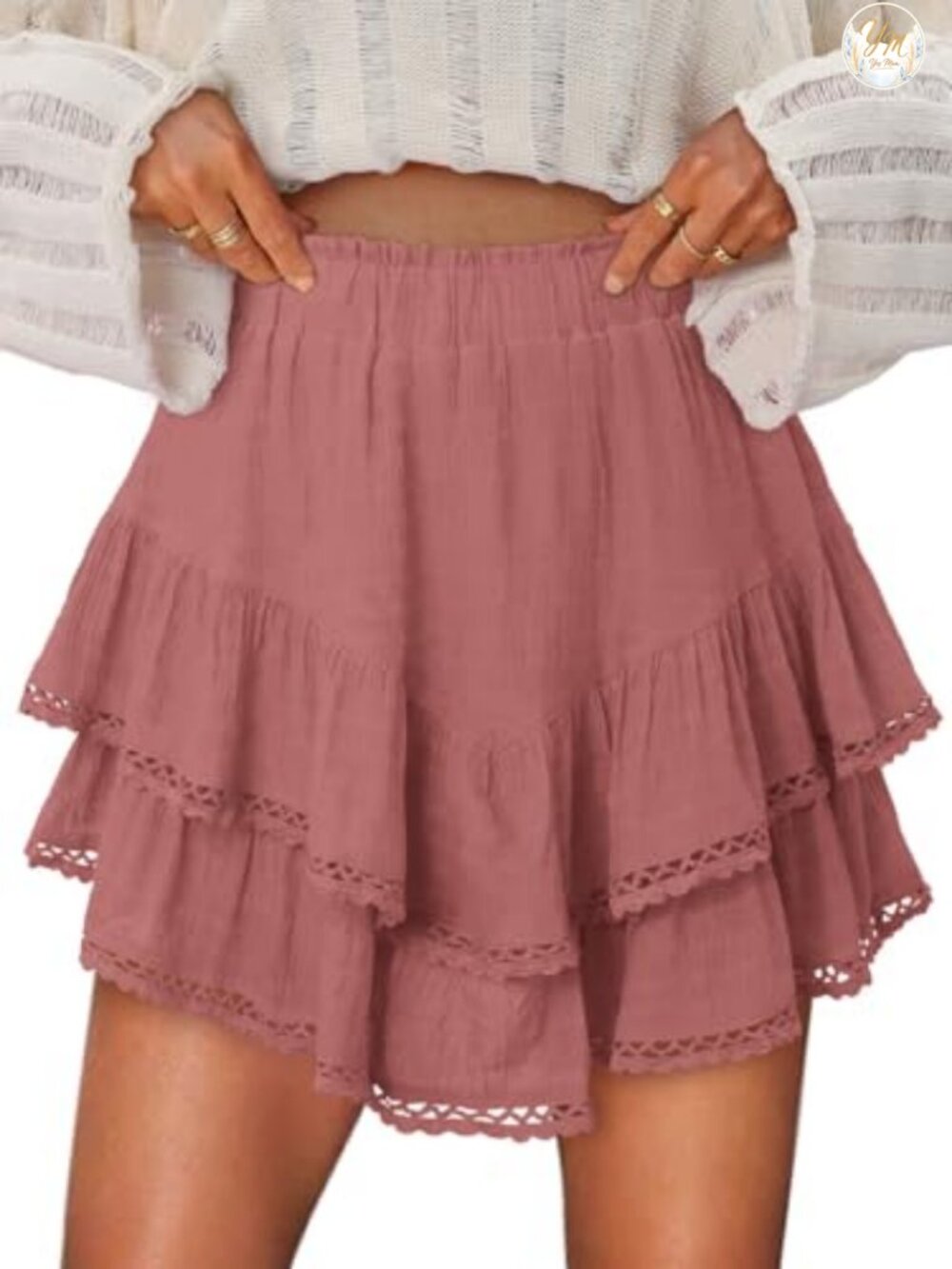 Women's Flowy Ruffle Skorts High Waisted Ruffle Tiered Summer Tennis Skort
